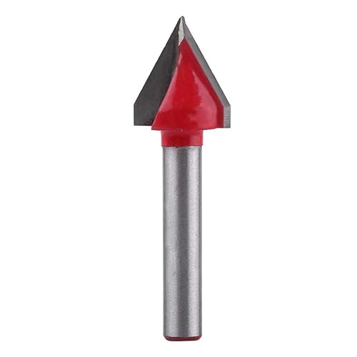 V-Groove Router Bit BE-TOOL - Punta in carburo a 2 scanalature, tipo V scanalatura, fresa a V, per incisione 3D, per legno, 60-150 gradi, gambo 6 mm, rosso - Honorern