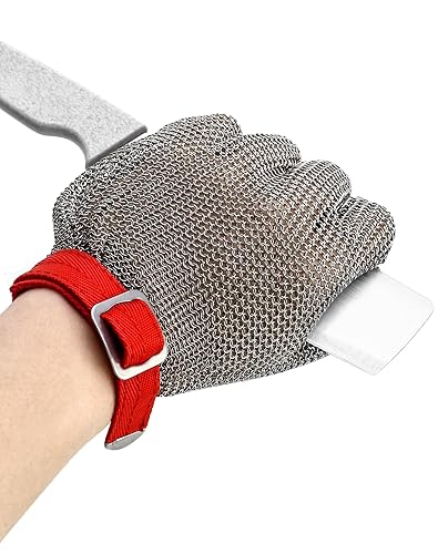 Guanti Antitaglio - Protezione di Livello 5 - Acciaio inossidabile 316L - Guanti da Lavoro Alte Prestazioni per Cucina, Giardino e Falegnameria (M, 1 Pezzo) - Honorern