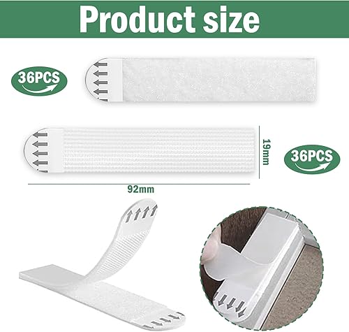 Appendi Quadri Senza Chiodi, 36 Paia(72 Pezzi) Chiodi Adesivi per Quadri Muro, 19 x 92mm Adesivi per Quadri da Appendere, Appendi Quadri Adesivi Adatto per Quadri Cornici Poster Foto Decorazioni - Honorern
