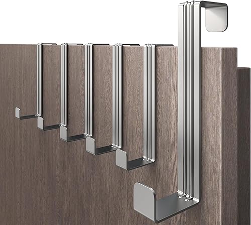 Appendiabiti da Porta, Bianco - 6 x Acciaio Inox Attaccapanni - Gancio Porta con Elevata Capacità di Carico, Versatili Ganci Adatti Ovunque - Honorern