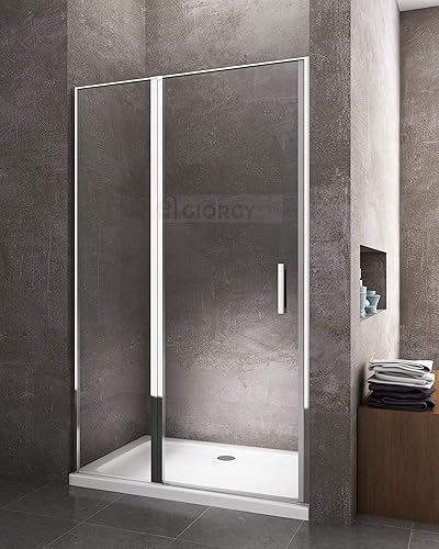 PORTA PER DOCCIA VETRO 6 MM ANTI CALCARE FISSO IN LINEA + VETRO BATTENTE PER NICCHIA REGOLABILE PROFILO CROMO (97,5-100,5 H.190) - Honorern