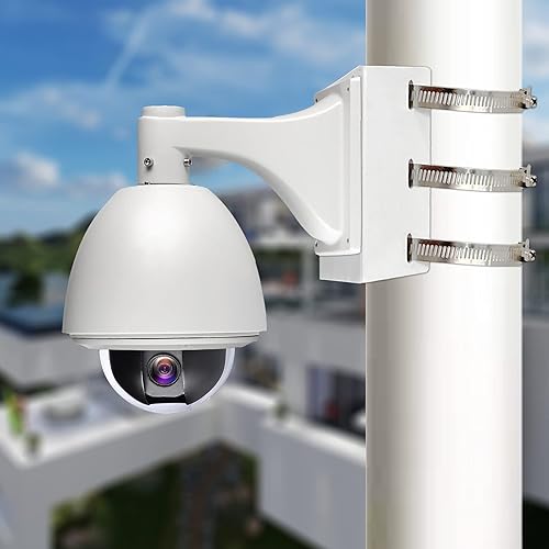 WiTi universale Montaggio su palo verticale per telecamera di sicurezza, Metallo solido Montaggio Staffa angolare con loop, Adatto per telecamere CCTV (di medie dimensioni) - Honorern