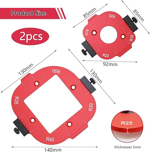 Strumento di Taglio ad Arco, 2 Pezzi Modello per Fresatrice in Alluminio R10-R50, Angolo Della Maschera Fresatrice con Mandrino a Raggio, Dima Angolare per Router - Honorern