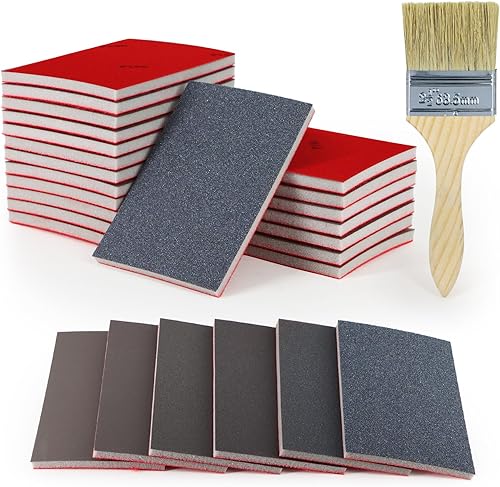 KACNON 20 Pezzi Spugne Abrasive, 2500 Granulometria, lavabili e riutilizzabili, Spugna Abrasiva Legno per il settore automobilistico, modellismo, lucidatura legno, plastica e metallo - Honorern