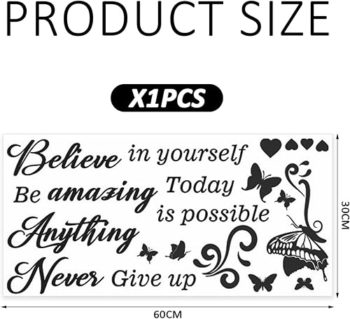 1 adesivo da parete ispiratore, adesivo artistico, farfalla, adesivo da parete, citazione rimovibile, per corridoio, camera da letto, soggiorno, scale, cucina - Honorern