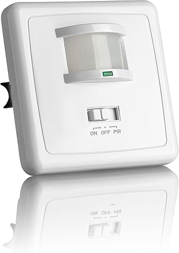 2x Rilevatore di Movimento per Luci Interno, Montaggio a Parete da Incasso, LED Adatto, Programmabile, Sensore Infrarossi, 9m/160° - Honorern