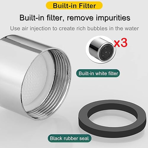 Aeratori per Rubinetto in Confezione da 3 Pezzi di Ricambio da 22 mm, Aeratore Rubinetto F22 per Cucina e Bagno, Filtrare e Risparmiare Acqua, con Guarnizione da 3 pezzi - Honorern