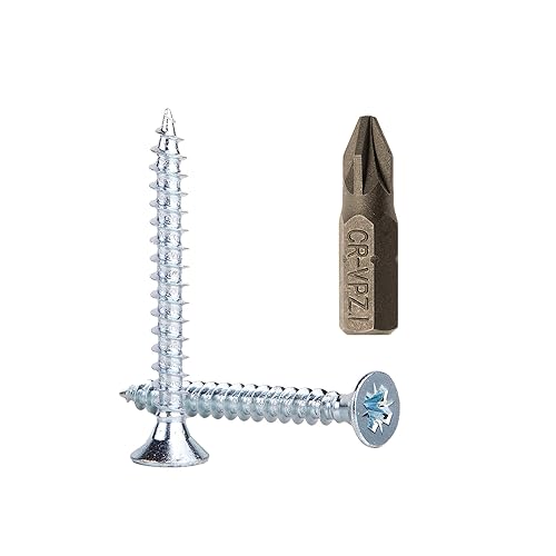 Confezione da 1000 viti per legno in acciaio zincato, 3,5 x 35 mm, viti Pozi-Drive, elementi di fissaggio, a testa svasata, truciolare (1000) - Honorern