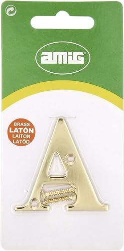Amig | Lettera A in ottone lucido per viti interne ed esterne | 50 mm | Ideale per portali, pareti o facciate di casa | Finitura dorata - Honorern