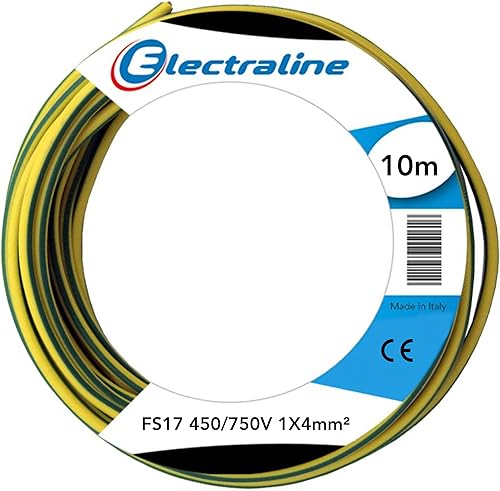 Electraline 13241 Cavo Unipolare FS17, 10 mt, sezione 1x4 mm² adatto per cablaggi di quadri elettrici, circuiti elettrici di ascensori, montacarichi - Honorern