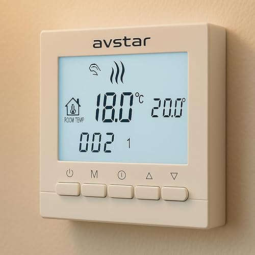 AVstar – Termostato intelligente programmabile per riscaldamento, adatto per caldaie a gas, con schermo a LCD, cover e illuminazione bianca, stile elegante - Honorern