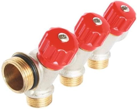 SOMATHERM FOR YOU - collettore sanitario, ottone nichelato, maschio-femmina 20/27, autosigillante e allineati, scope 3 derivazioni piatto dotato di valvola di intercettazione valvola maschio 15/21 - Honorern