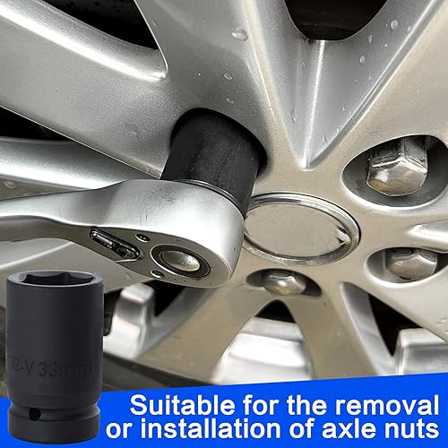 SPEEDWOX Bussola a impatto profonda da 2,5 cm, profondità 33 mm, attacco da 2,5 cm, 6 punti, presa per dado dell'asse metrico per una facile rimozione dei dadi dell'albero dell'asse, design angolare - Honorern