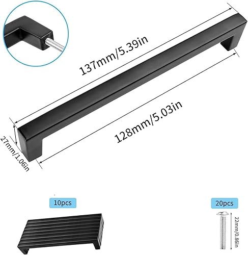 10 pezzi Maniglie per Mobili da Cucina, Maniglie Cassetti, Maniglie Armadio, Maniglie Cucina, Cameretta Maniglie, Maniglie Mobili da Cucina Nero, Maniglie Mobili da Cucina, per Mobili Cucina - Honorern