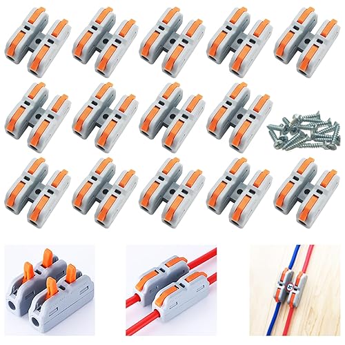 Morsetti Elettrici Rapidi, CESFONJER 14 Pezzi Compact Connettore, Mini nuova di zecca connettori elettrici, Connettore Cavo Elettrico Leva-Dado Cavo Connettore con viti di montaggio (SCH-2) - Honorern