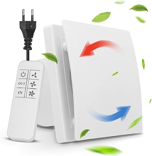 Aspiratore Bagno 100 Mm, Ventilazione Bidirezionale a Ventola Aspirazione Estrattore Aria Silenzioso, Ventola Spirazione Ventilatore con Telecomando Facile da Installare su Finestre Soffitti e Pareti - Honorern