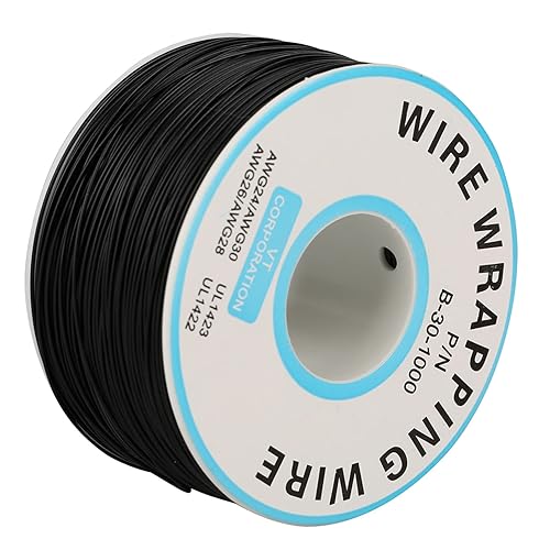 Filo a Trefoli in Rame, Cavo Alto, Awg 30 0,25 Mm Resistente Alla Temperatura Filo Elettrico in Rame Stagnato 0,25 Mm, Calibro Conduttore 30 AWG Trefoli di Filo di Rame Stagnato Singolo(blu)(Nero) - Honorern