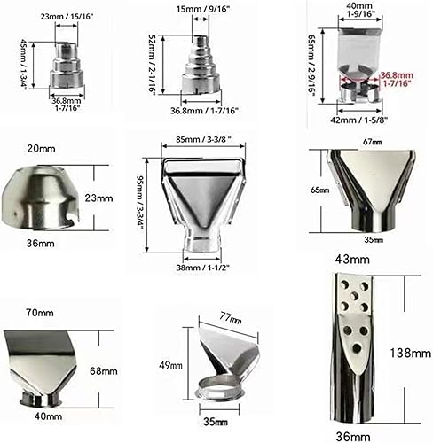 Set di accessori per pistola ad aria calda, 9 ugelli, 35 mm, ugello riflettore ugello a getto largo ugello riduttore per stazione di saldatura - Honorern