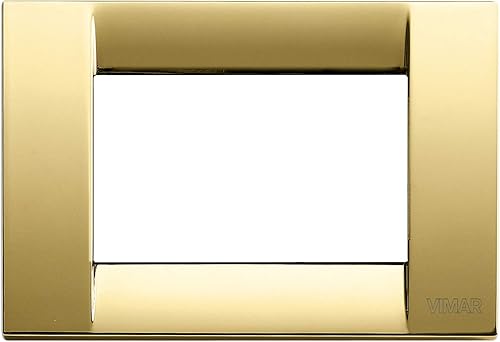 Vimar 16733.32 IDEA Placca elettrica classica 3 moduli, metallo pressofuso, dimensioni 12 x 8.2 x 0.925 cm, oro lucido - Honorern