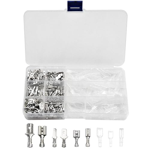 270 Pcs Maschio Femmina Terminale a Crimpare, 2.8mm 4.8mm 6.3mm Crimpare Morsettiera, Connettori Elettrici Capicorda con Kit Manicotto Isolante, Spada Connettore per Elettrici Cavi Crimpatura - Honorern