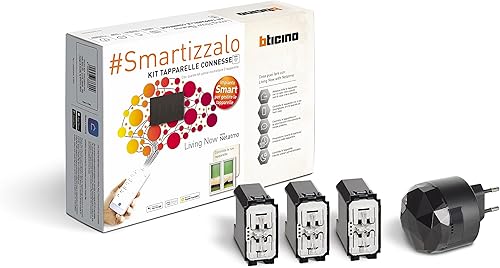 BTicino Kit Tapparelle Connesse Living Now Smart SKG3602KIT, Per Accendere/Spegnere Luci Tramite App o con Alexa, Google e Siri, 1 Gateway Plug-in Nero S36GWGC e 3 comandi tapparella connessi K4027C - Honorern