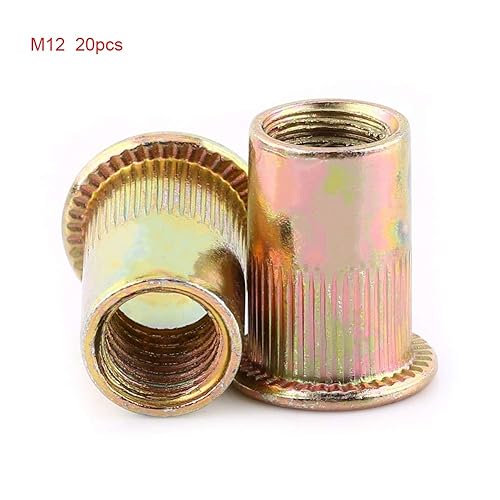 Rivetti Filettati, 20 Pezzi Dado Testa Piatta in Acciaio Al Carbonio rto Filettato Metallo Dadi a Rivetto Flangia Rivnut Nutsert Fissaggio M3 / M4 / M5 / M6 / M8 / M10 / M12(M8x20 Pezzi) - Honorern