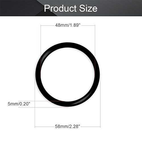 Othmro - O-ring in gomma nitrilica, diametro esterno 58 mm, diametro interno 48 mm, diametro del cavo 5 mm, 10 pezzi - Honorern