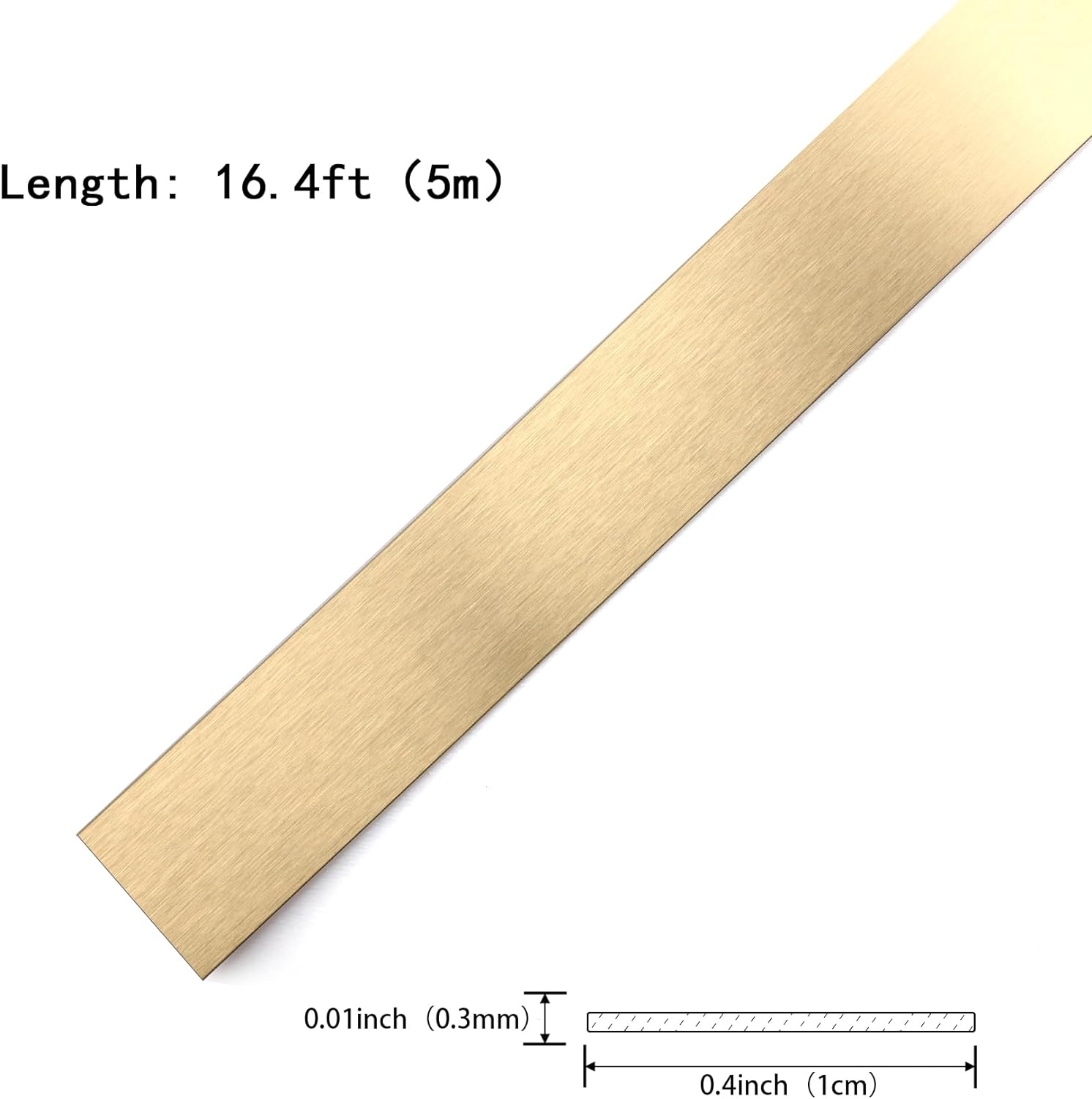 Striscia adesiva con finitura spazzolata metallizzata dorata, per cornici di specchi, pareti, caminetti e decorazioni fai da te per la casa (5 m x 2 cm) - Honorern