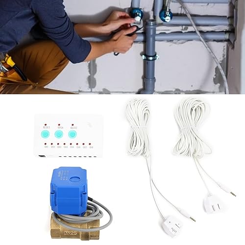 Sensore Rilevatore di Perdite D'acqua, Sensore di Perdite D'acqua con Valvola di Intercettazione DN25, Rilevamento Perdite di Allagamento con Valvola di Commutazione Indicatore - Honorern