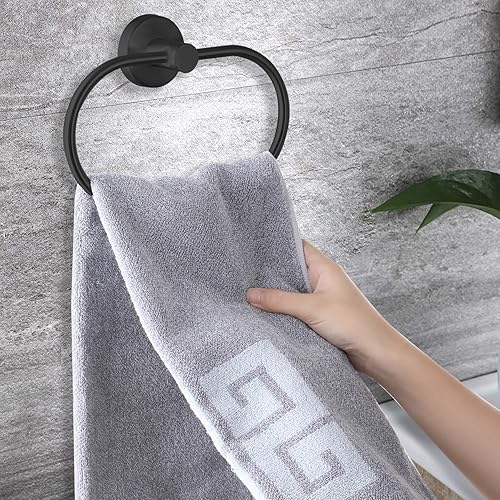 Porta Asciugamani da Bagno con Perforazione, Supporto Porta Asciugamani da Parete, Anello Porta Asciugamani in Acciaio Inox in Stile Moderno, Accessorio da Bagno, set da 2 pezzi, Cromato - Honorern