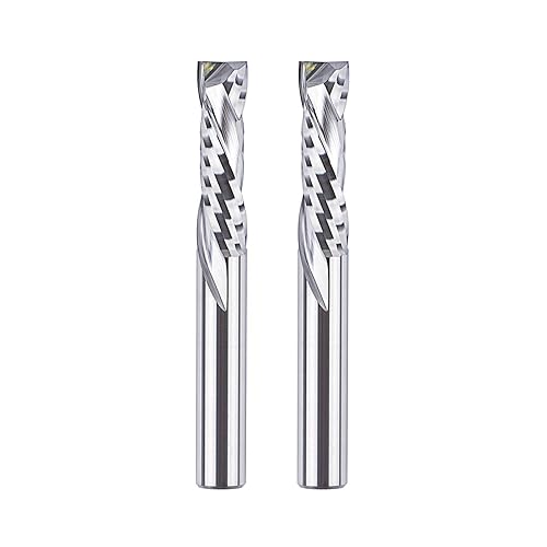 2 frese elicoidali da 6 mm, codolo a compressione, 22 mm, lunghezza di taglio Up&Down VHM, fresa per fresa superiore CNC, set di frese a fori lunghi per legno - Honorern