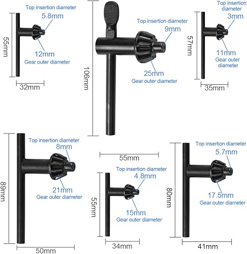 6 Pz Utensile di Serraggio Trapano Chiave per Mandrino per Trapano di Ricambio 4/6/10/13/16/20 MM Chiave Mandrino Universale in Metallo Chiave di Serraggioper Percussione Trapani Elettrici - Honorern