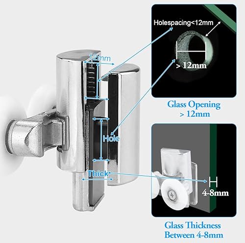 4 ruote gemellate per porta doccia, rullo per cabina in lega di zinco, ricambio per cabine curve, per bagno, porte curve (2 superiori, 2 inferiori) - Honorern