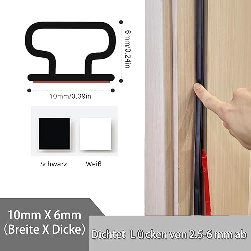 TECDW 10m Guarnizione Finestra Autoadesiva, Striscia per Porta, Gomma Nastro Paraspifferi, Sigillatura Anti Freddo, Rumore e Collisione (Bianco) - Honorern