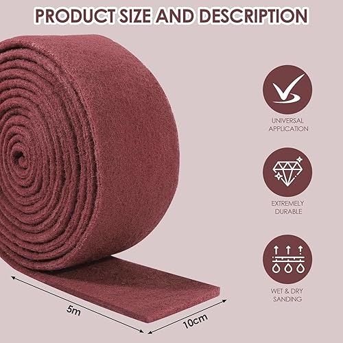 Tessuto non tessuto abrasivo - 5 m x 100 mm - Grano 240 - Carta abrasiva in tessuto non tessuto Estremamente durevole grazie all'impregnazione unica - per legno, acciaio inossidabile, ecc - Honorern