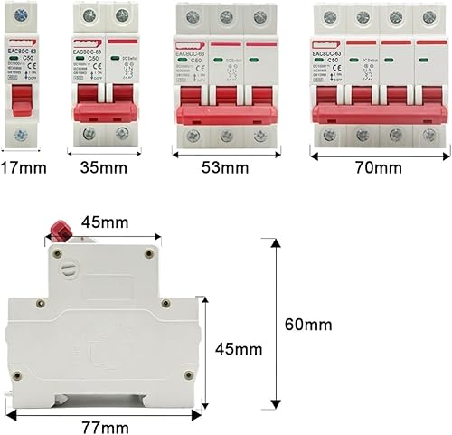 DC 1000V 1P 2P 3P 4P Mini Interruttore Solare Interruttore di Protezione da sovraccarico 6A ~ 63A/80A 100A 125A for impianti fotovoltaici fotovoltaici(4P,32A) - Honorern