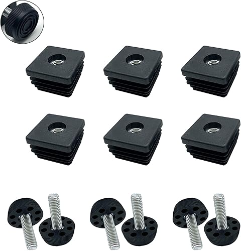 Tappo Filettato Quadrato, Tappi a Lamelle Quadrati, Tappi Tubi Quadrati Nero, Tappi Terminale Di Plastica Con Piedini Per Mobili, Tappi a Lamelle Per Sedie, Divani, Tavoli e Mensole(M8, 30 x 30mm) - Honorern