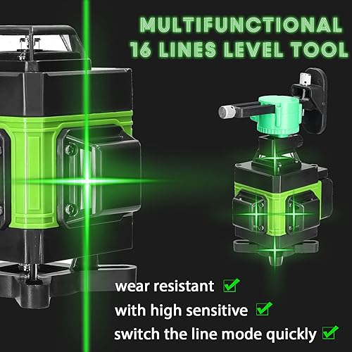 Geevorks Multifunzionale 4D 16 Linee Livella Laser Autolivellante Livellamento Batteria Al Litio Ricaricabile USB con Base Rotante, Telecomando, 2 * Batterie 2400mAh. - Honorern