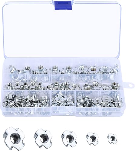 Dadi a T M8 Mobili Zincato 4 poli Dado Scanalatura M6 M3 M5 Placcato Dado a T Inserti Blindati Filettati Assortimento Ragno Metallo Ferro Fissaggio Rinforzo Tavolo Sedia Fai Da Te - Honorern