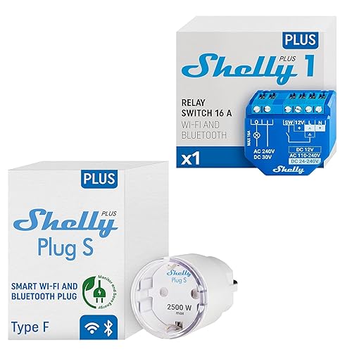 Shelly Plus Plug S + Shelly RGBW2 Presa intelligente compatibile con Alexa e Google Home, programmabile con controllo vocale, Bluetooth; dispositivo Wi-Fi per l'automazione dei dispositivi - Honorern