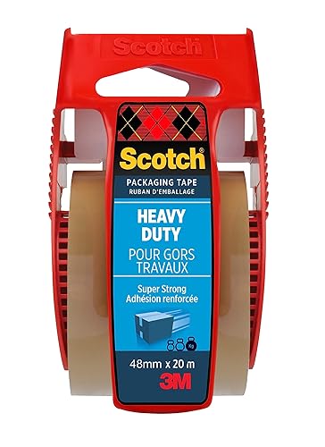 Scotch Nastro adesivo per imballaggio extra resistente, avana, 48 mm x 20 m, 1 rotolo su avvolgitubo manuale/confezione - Honorern