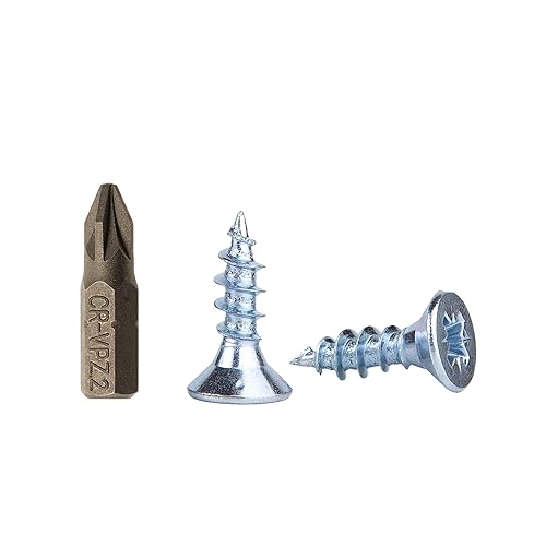 Confezione da 200 viti per legno in acciaio zincato, 5,0 x 16 mm, viti Pozi-Drive, viti di fissaggio, a testa svasata, truciolare (200) - Honorern