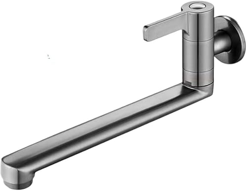 Rubinetto dell'acqua fredda con portata estesa, design girevole, adatto per montaggio a parete in varie impostazioni (20 cm) - Honorern