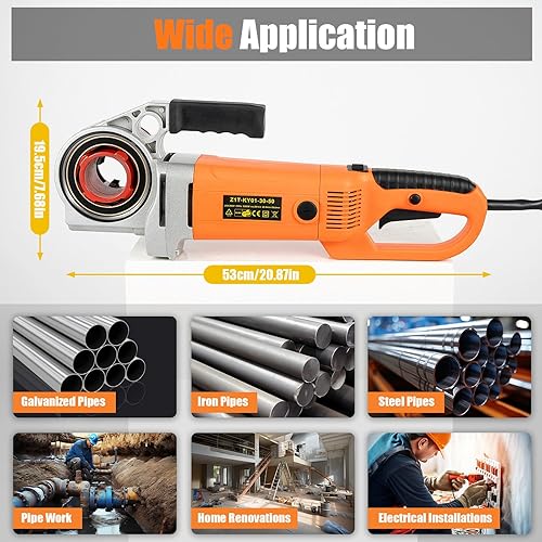 Filettatrice elettrica per tubo, set di filettature per tubo, set di tagliatubi elettrico, portatile, 6 pezzi, 1/2' To 2' 25R/Min - Honorern