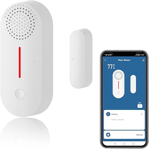Sensore di porta intelligente WiFi, sensore di finestra senza fili, mini sensore di contatto per la sicurezza domestica, notifica push, volume regolabile,timer,Compatibile Alexa. 1 Pack - Honorern