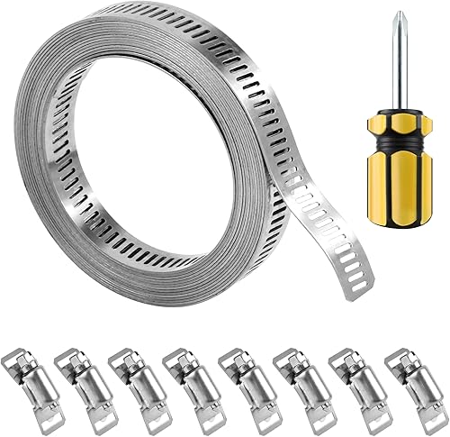 157In Morsetto Vite in Acciaio Inox per Tubi Flessibili, Fascetta Stringitubo con 8 Fissaggio, Morsetti Inox 304 Morsetto per Tubo Regolabile a Vite Senza Fine Condotti Aria - Honorern