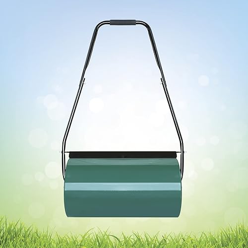 Rullo da Giardino 57cm Ø32 Prato Costruzione in Acciaio Barra del timone può Essere Riempita con Sabbia o Acqua capacità di riempimento 46L Apertura Laterale raschiatore antisporco Prato verde… - Honorern