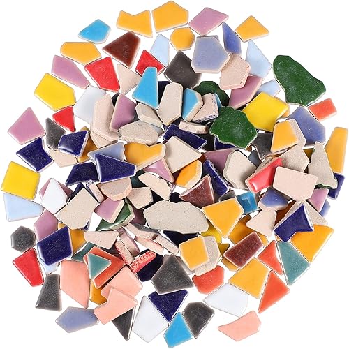 FOMIYES Piastrelle per mosaico fai da te in ceramica, 200 g, multicolore mosaico in ceramica, irregolarità, materiale fai da te, per bambini, adulti, decorazione per la casa, perline irregolari - Honorern