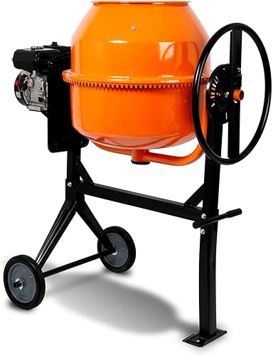 160L Betoniera mobile a benzina, motore a benzina da 6,5 CV, 4 tempi, telaio, tamburo e corona dentata in acciaio, volante bloccabile, ampia pedana, betoniera professionale, tamburo girevole - Honorern