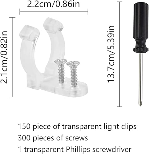 SANOU Clip Di Fissaggio Per Tubo Led 150pezzi Clip Fissaggio Corda Leggera Clip Fissaggio Led Con 300pcs Piccole Viti Trasparente Per Cavo Feste Natale - Honorern
